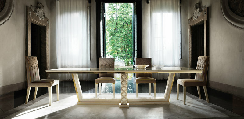 Dining room set of rectangular table & 4x chairs in art nouveau italian furniture arredoclassic™