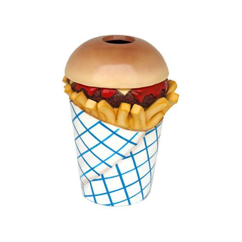 Gastronomy decorative sculpture of garbage bin in fast food style 105cm height