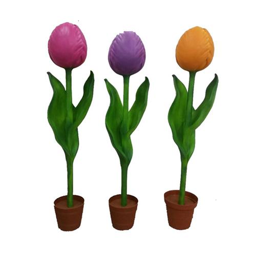 Decorative garden exhibitor designed as tulip flower figure 190cm height