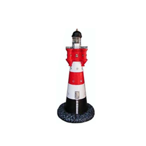 Decorative sculpture designed as white/black/red colored lighthouse figure 85cm height