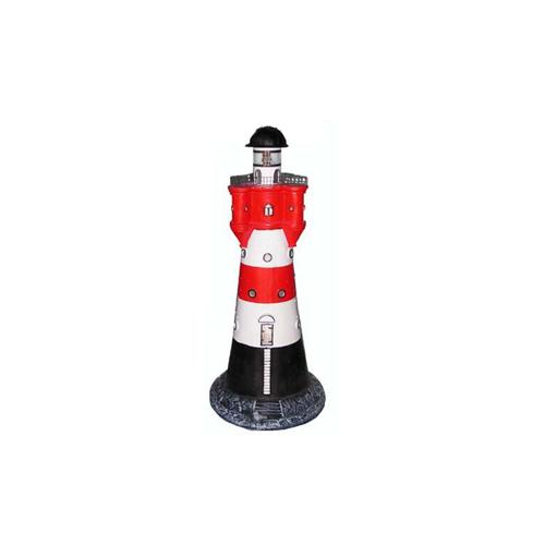 Decorative sculpture designed as white/black/red colored lighthouse figure 115 cm height