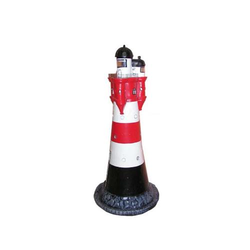 Decorative sculpture designed as white/black/red colored lighthouse figure 143 cm height