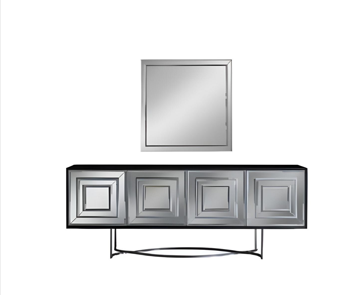 Silver sideboard with square mirror table set exclusive furniture