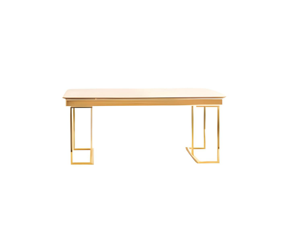 Beige-Golden Dining Table Designer Kitchen Furniture Stylish Interior