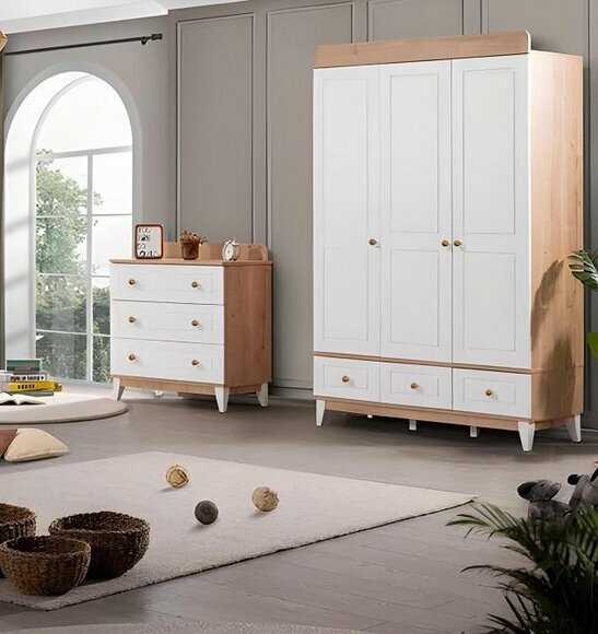 Youth room children\'s room set chest of drawers white wardrobe bedroom new