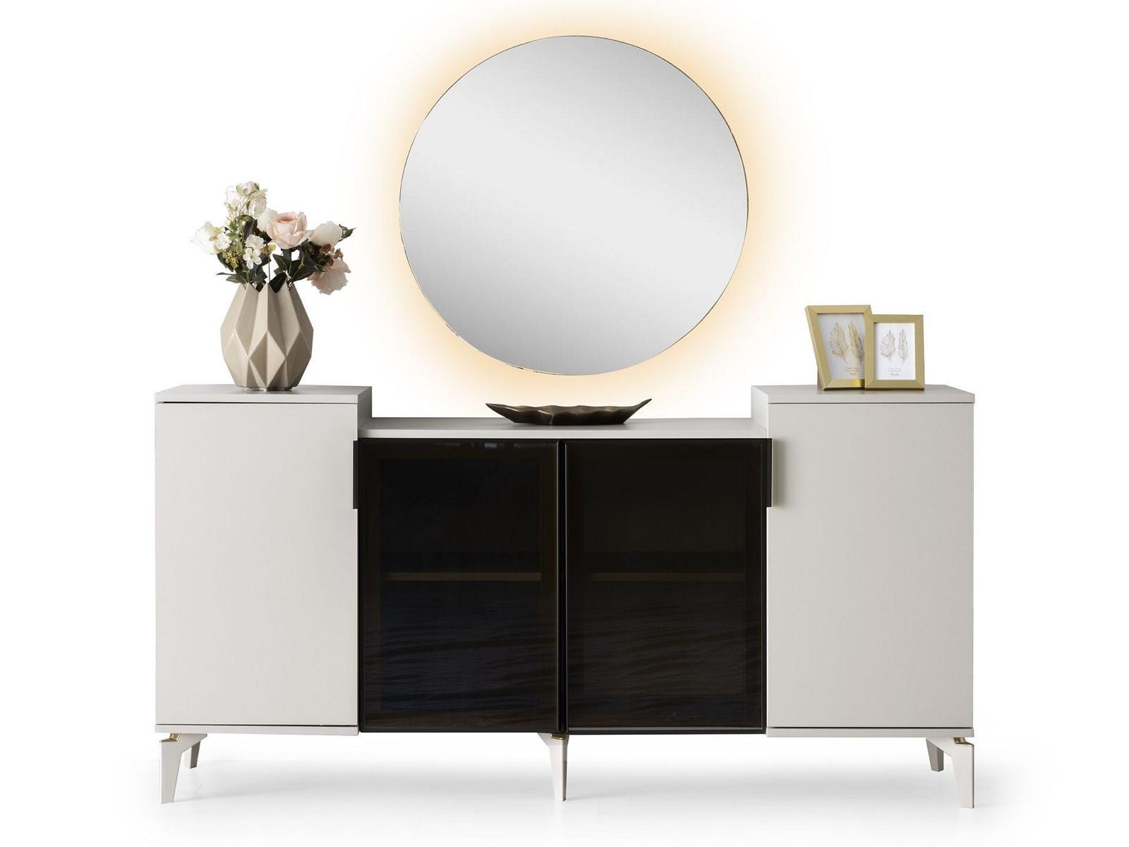 Black and white sideboard designer living room dresser 2-piece stylish set