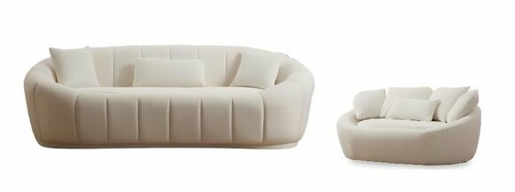 Living room white couch set three-seater modern 2-seater textile set