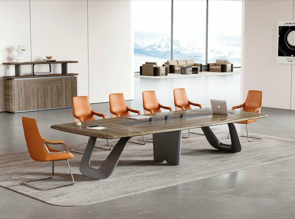 Brown Long Conference Table Designer Work Table Modern Office Furniture