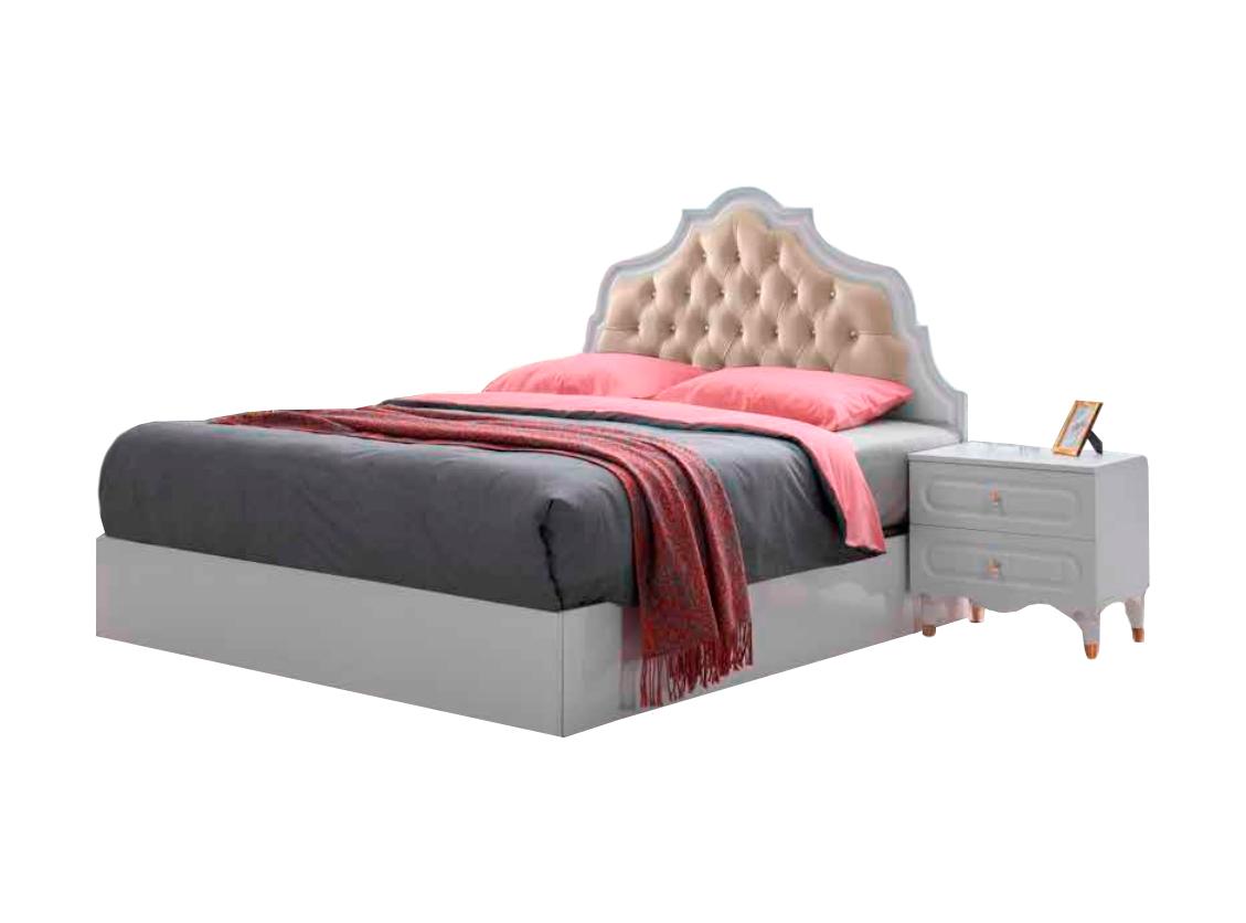 Bed Classic Style Bedroom Rectangular Double Bed Designer Plain White