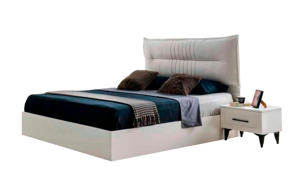 Modern Bed Bedroom Double Bed Fabric Modern Design Style White