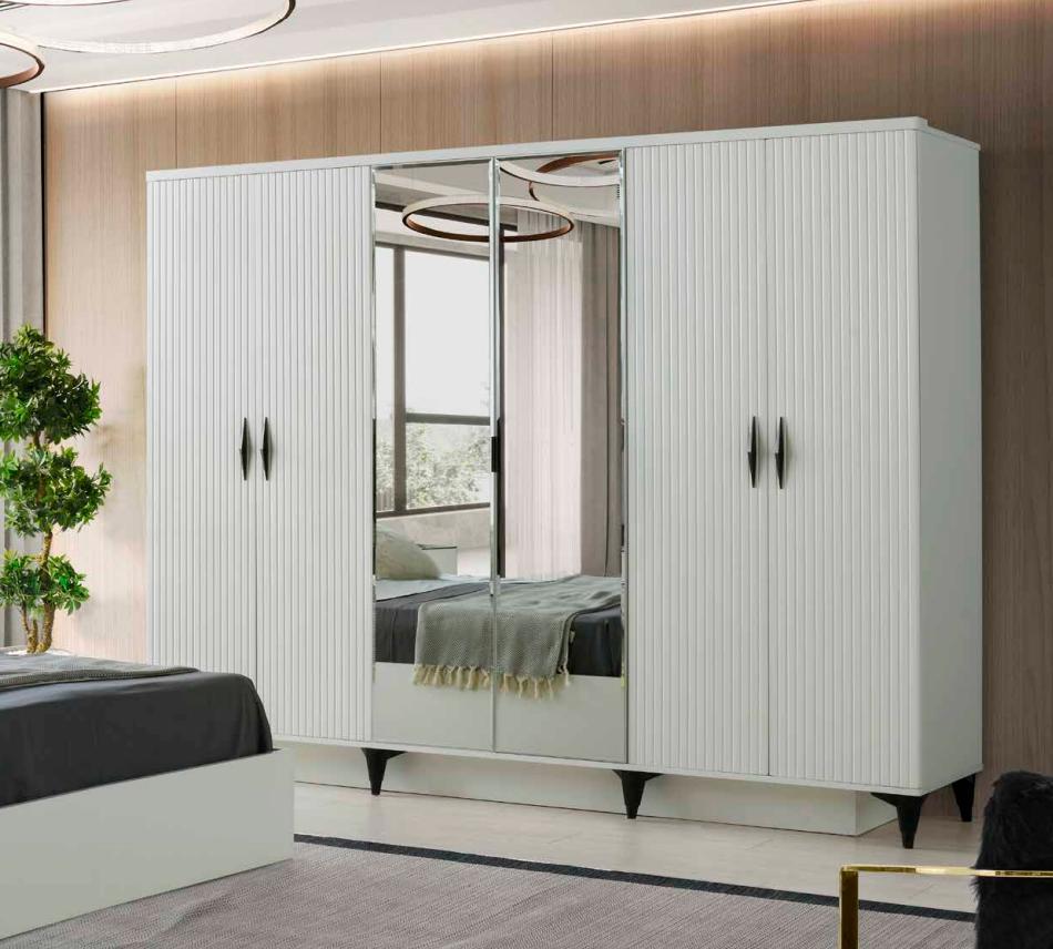 Wardrobe Modern Rectangular Design Bedroom Cabinet White