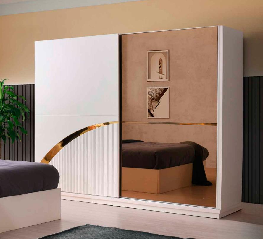 Wardrobe Rectangular Modern Style Design Two Tone Bedroom White Gold