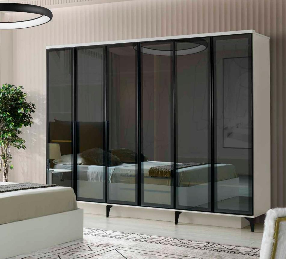 Wardrobe Modern Design Two Tone Rectangular Bedroom White Black