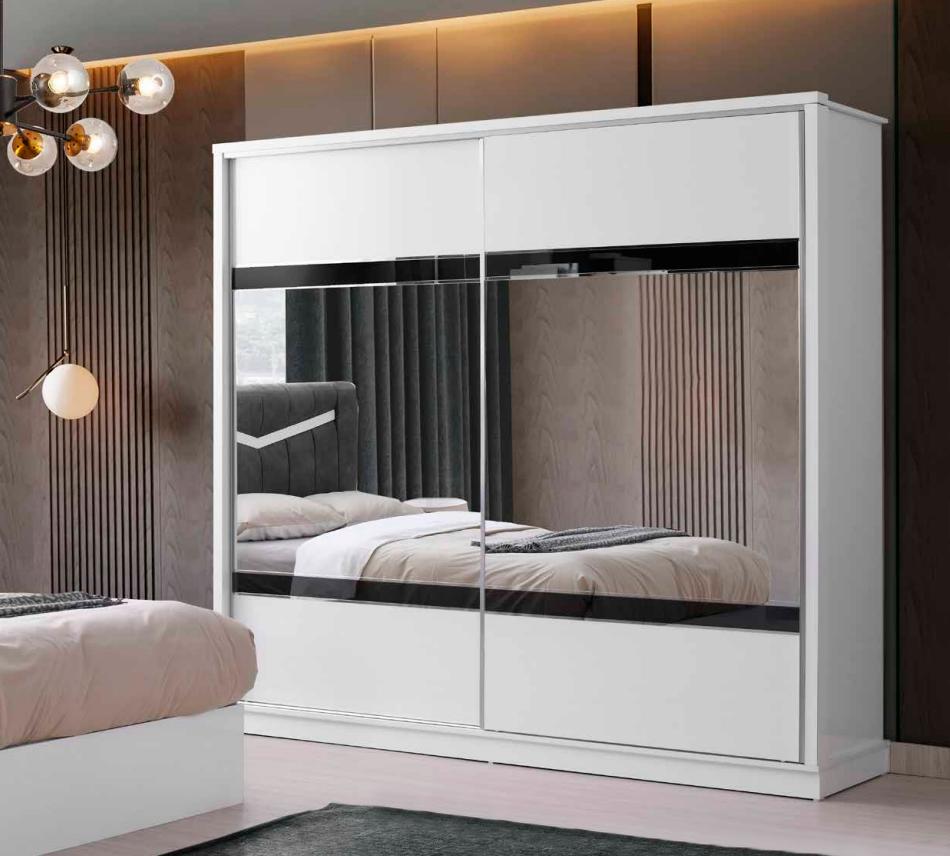 Bedroom Wardrobe Rectangular Shape Modern Design Style White