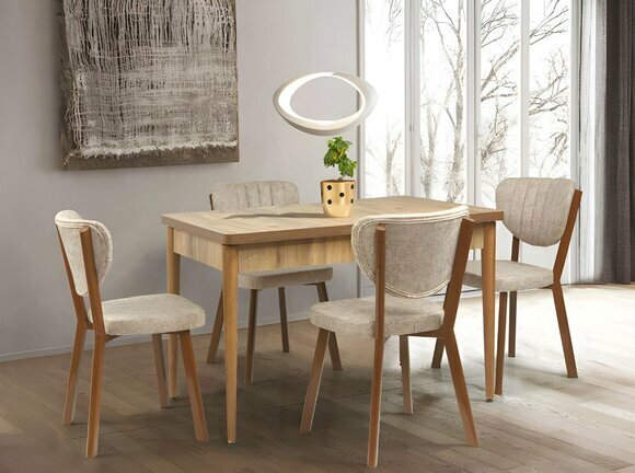 Robust wooden table designer light brown dining table elegant extendable top