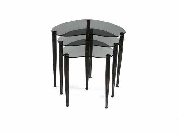 Elegant Black Coffee Table Set Modern Living Room Tempered Glass Tables