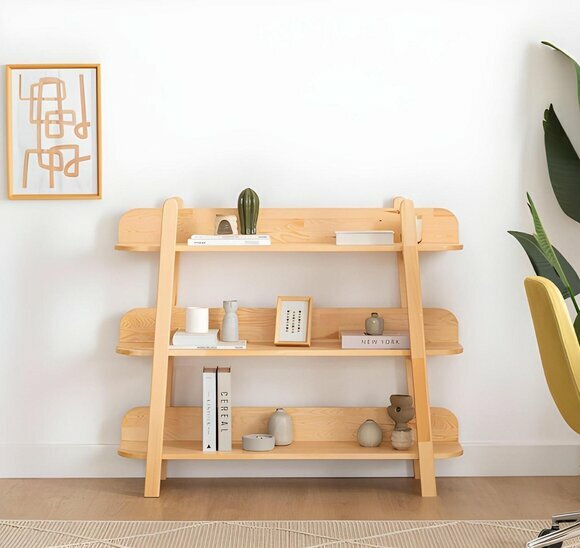 Compact Bookshelf Designer Living Room Storage Shelf Luxury Wooden Furniture