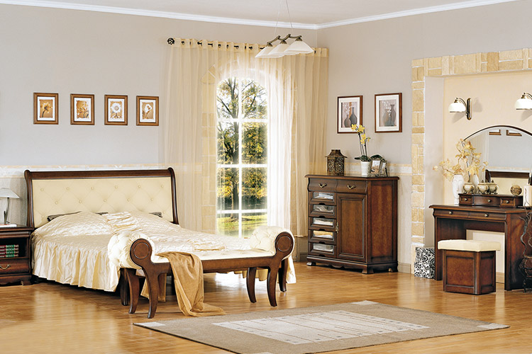 Bedroom set of chesterfield double bed, bedside bench, chest of drawers, vanity mirror & bedside table model - Neptune 3