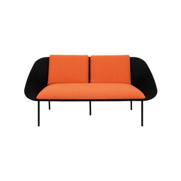 Black and Orange 2 Seater Study Upholstered Modern Couch Textile Sofas