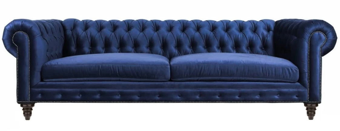 Chesterfield Three Seater Blue New Living Room Modern Creative Furniture Textile Fabric