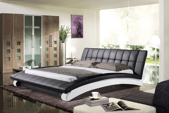 Modern style massive marriage double bed/waterbed made of real wooden frame model - MICHA 2877B# (NB)