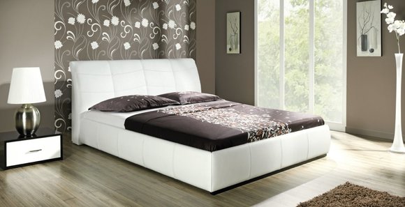 Modern style designer marriage double bed/waterbed made of real wooden frame leather upholstered model APOLLO S