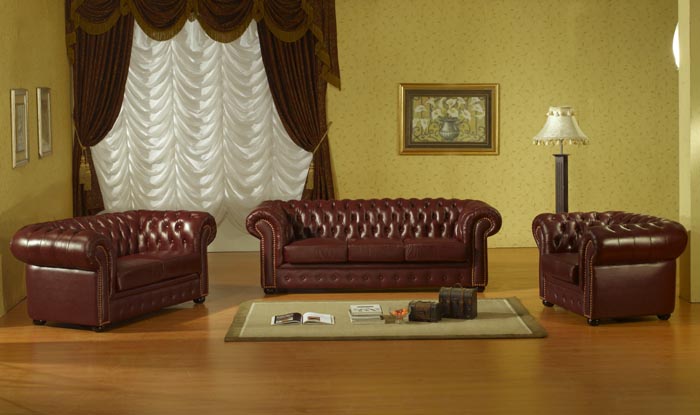 Chesterfield Sofa Set 3+2+1 Seaters Classic Brown Faux Leather Comfortable Couches New