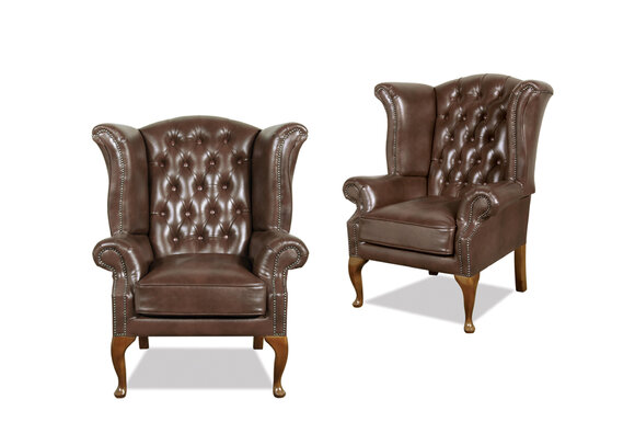 Chesterfield wing chair queen armchair antique look couch upholstery television new furniture