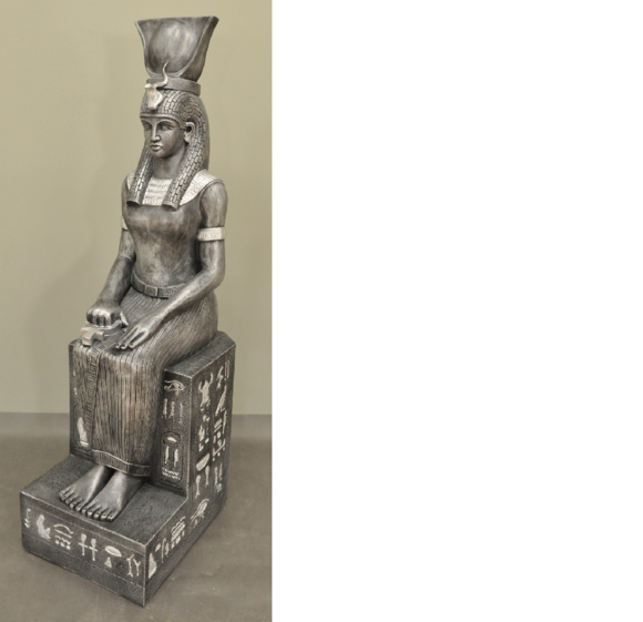 Designer antique Egypt Isis figure statue with hieroglyphs made of stucco decoration sculpture