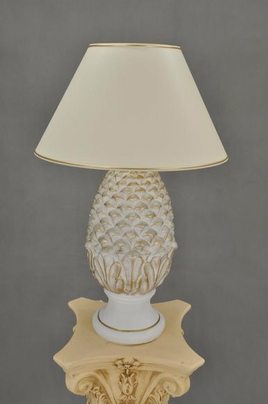 Antique style design artichoke figure stucco/acrylic material table lamp XXL 72cm new