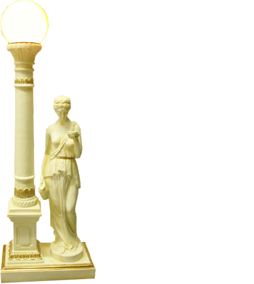 Antique greek column design shade table lamp with a decorative woman made of acrylic material