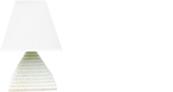 Egyptian pyramid shade design table lamp made of stucco/acrylic material