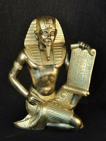 Egyptian decoration pharaoh sculpture with hieroglyphs text stucco/acrylic deco-figure statue