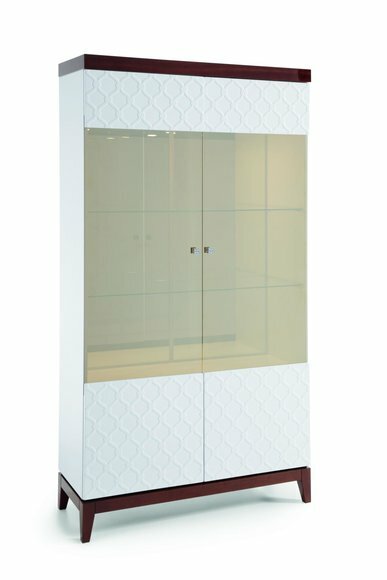 Modern style made of real wooden showcase with 2-swing doors, model - VI - W2