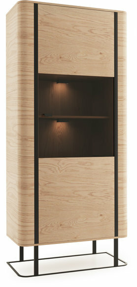 Modern style made of real wooden oval showcase/cupboard, model - GR-W12