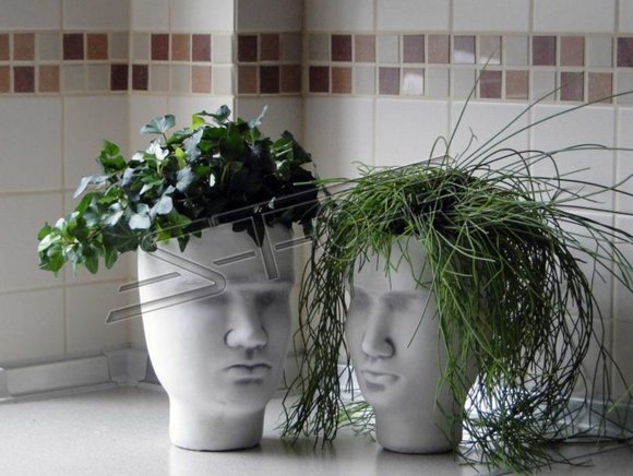 Design Flower Pot Top Planter Vessel Pots Figure Face Sculpture S204025