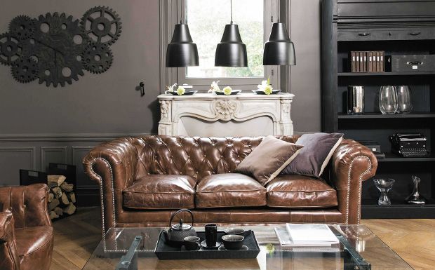 Chesterfield Sofa 3-Seater Brown Faux Leather Classic With Cushions Soft & Cushions New