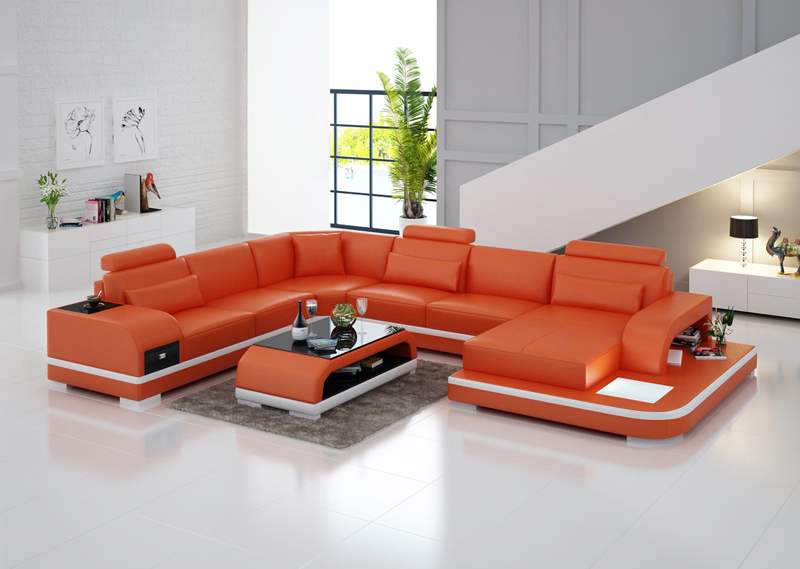 Leather Sofa Living Area Corner Sofa Corner Set Design Modern Sofa G8013