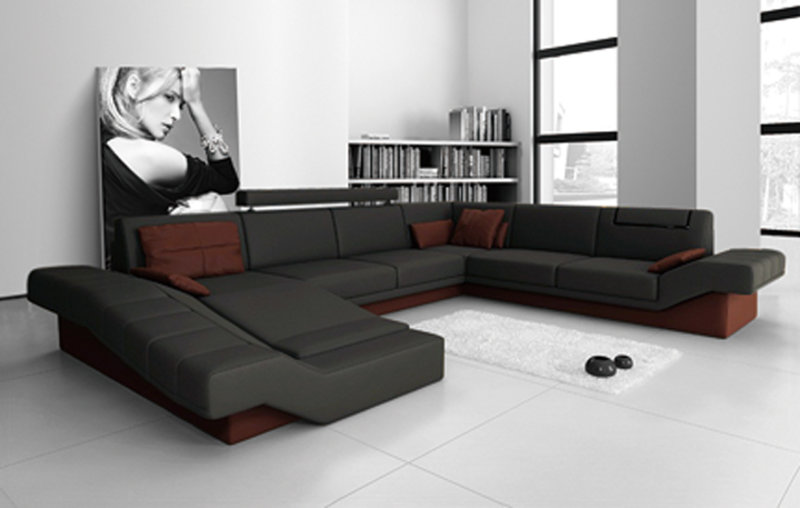 Sofa Living U Shape Couch Leather Sofa Upholstery Big XXL Design Set New