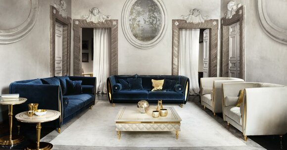 Living room velvet 3 seater sofa/couch in art nouveau Italian furniture arredoclassic™