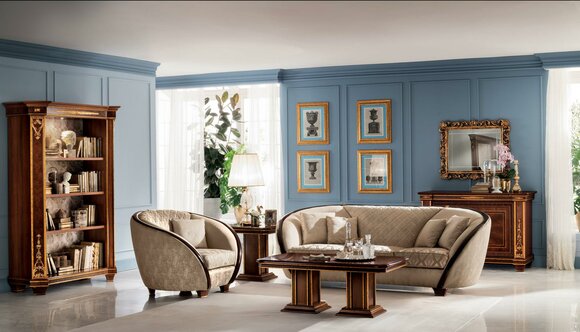 Luxury living room set of 3+1 seater sofa/couch & armchair Italian furniture in art nouveau arredoclassic™