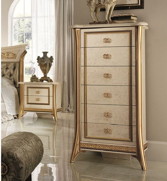 living room luxury chest of drawers with 6 drawers in a classic art nouveau style