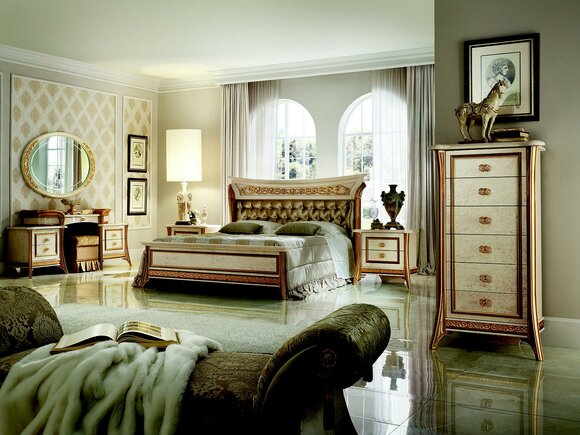 Bedroom chesterfield double bed in art nouveau italian furniture arredoclassic™