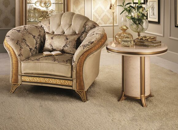 Classic style living room round royal wooden side coffee table rococo design