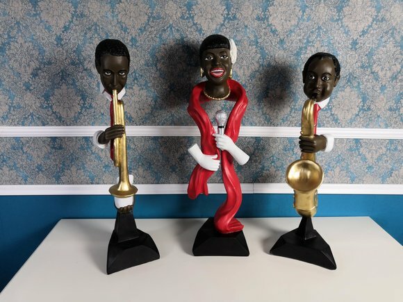 3x Designer Set Figure Sculptures Statues Musicians XXL Big Figures Statue Jazz New