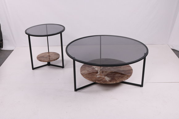 Couch Table Coffee Side Design Luxury Round Tables Sofa 2x Set Set New