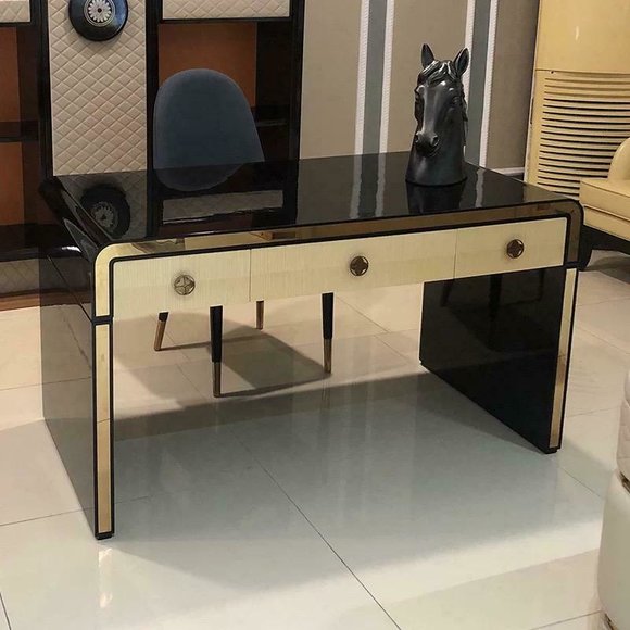 Design table secretary luxury writing office furniture metal high gloss tables office