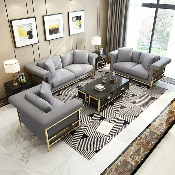 Design Three Seater Couch Upholstery Sofa Modern 3 Seat Sofas Room Furniture Grey