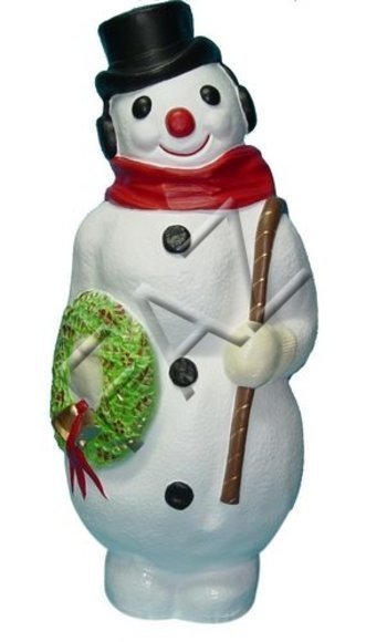 Christmas snowman decorative sculpture with a wreath & a cane 112cm