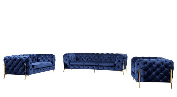 Luxury High Quality Sofa Couch Upholstery Seat 3+2+1 Set Chesterfield Sets